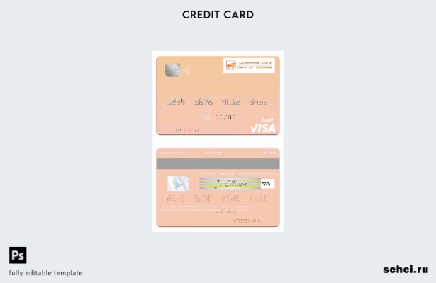 цифровая загрузка шаблона дебетовой карты Visa Банка Грузии в Грузии